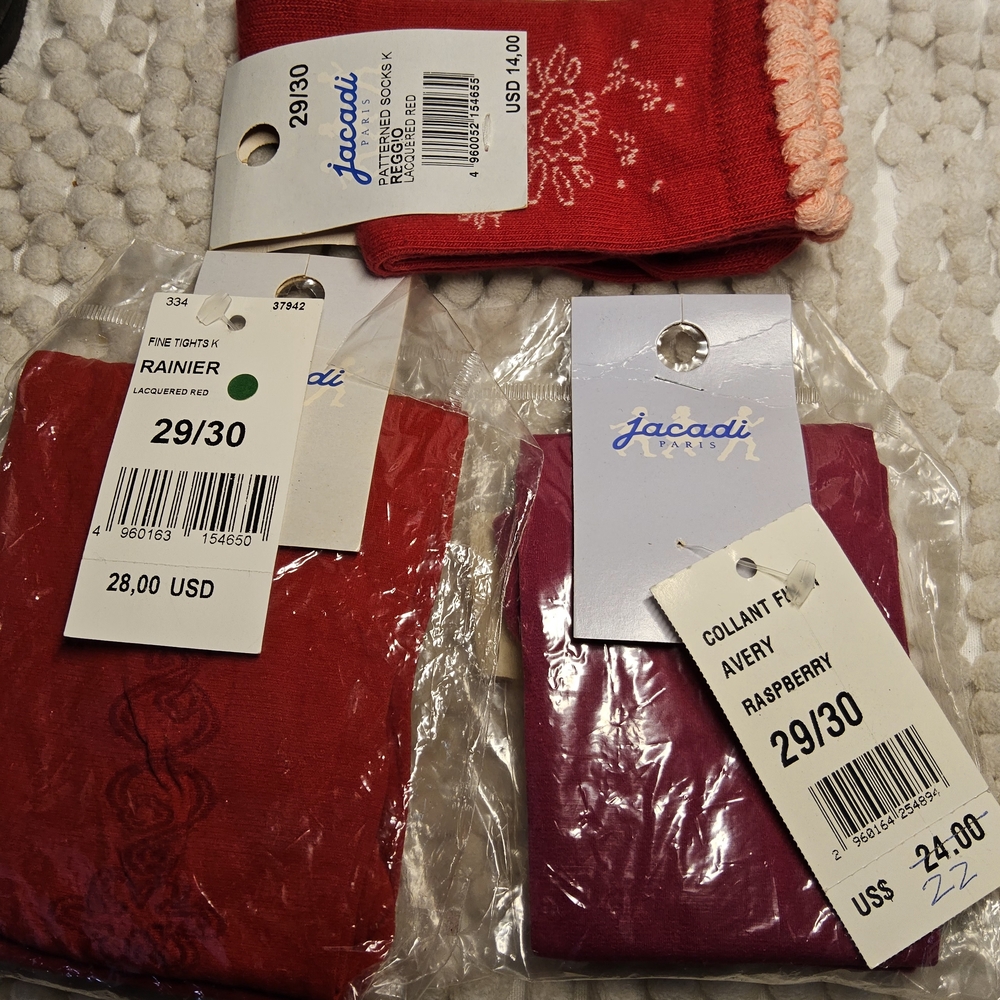 New Jacadi Size 29/30 2 pair Tights and 1 pair socks